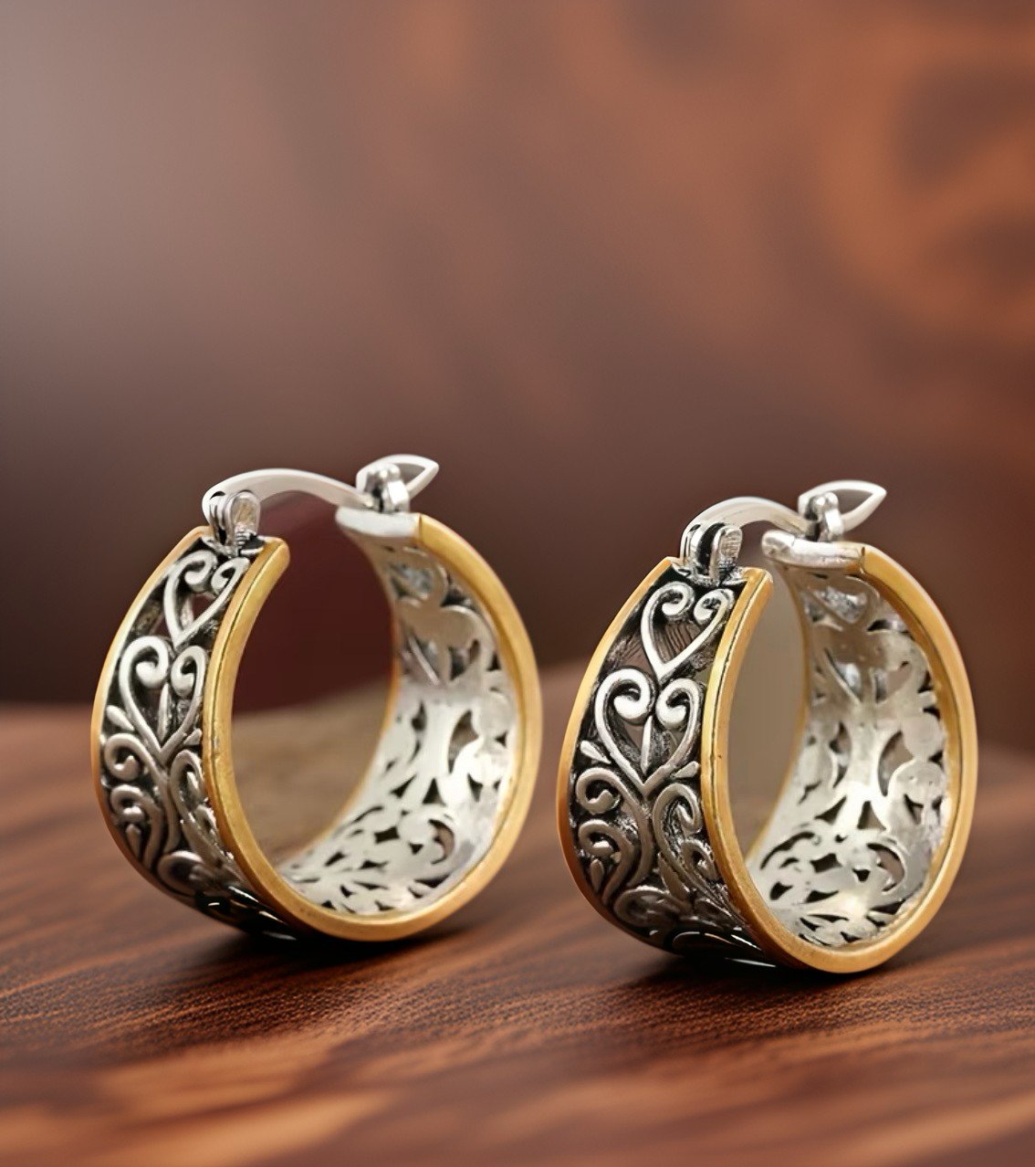Lazer Cut Hoop Earrings