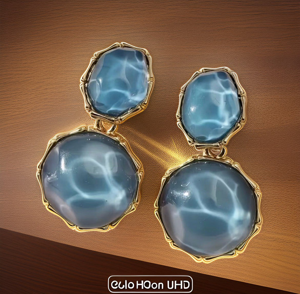 Iridescent Faceted Sea Gem Earrings