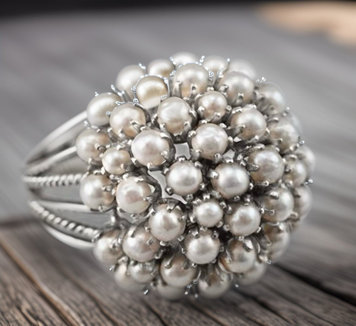 Pearl Cluster Cocktail Ring