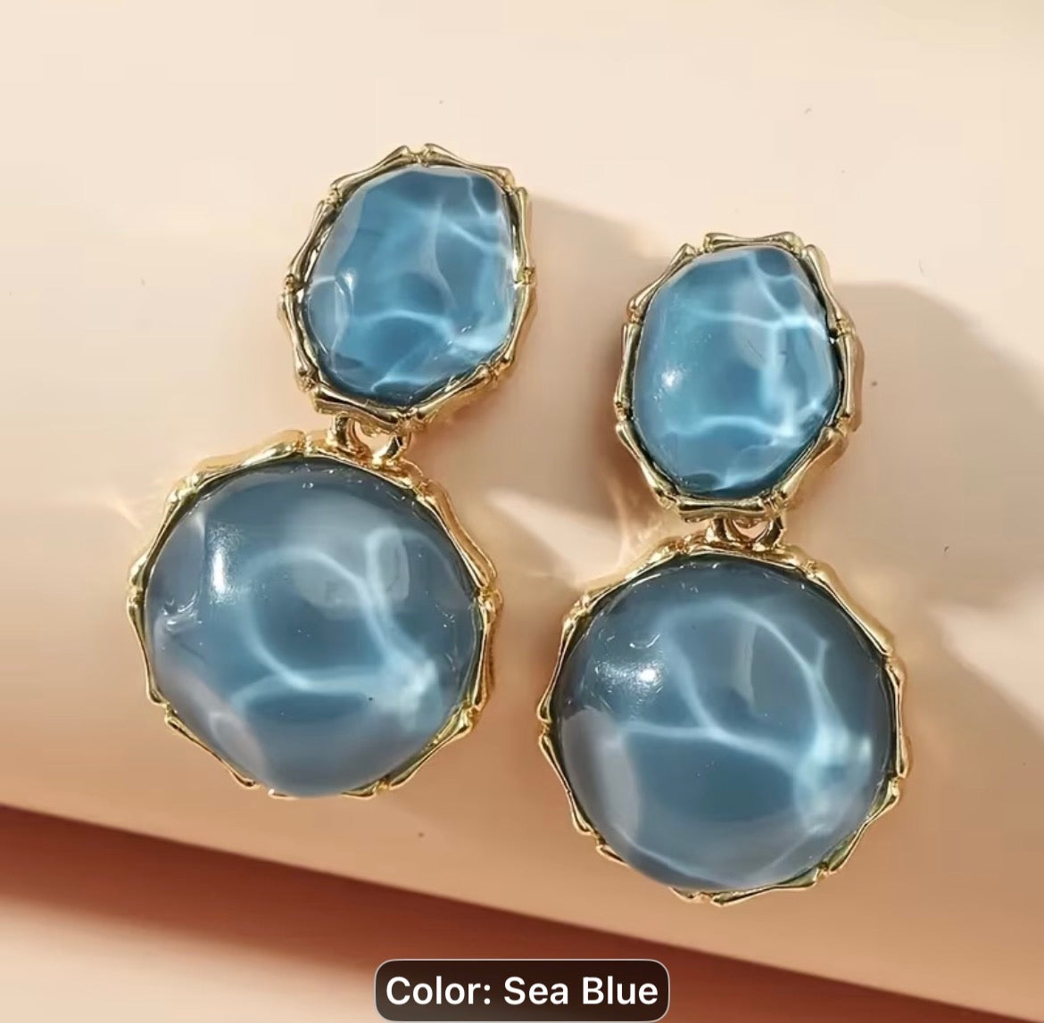 Iridescent Faceted Sea Gem Earrings