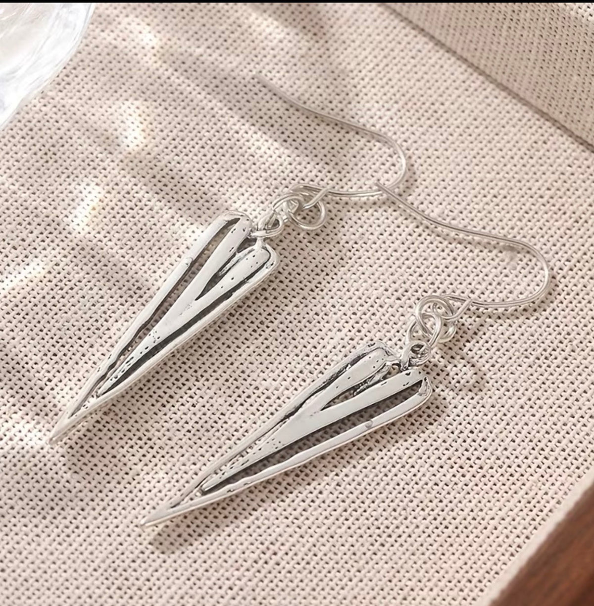 Handmade Silver Skinny Heart Earrings