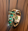 Emerald Cocktail Ring with delicate dangling pendant (Copy 2)