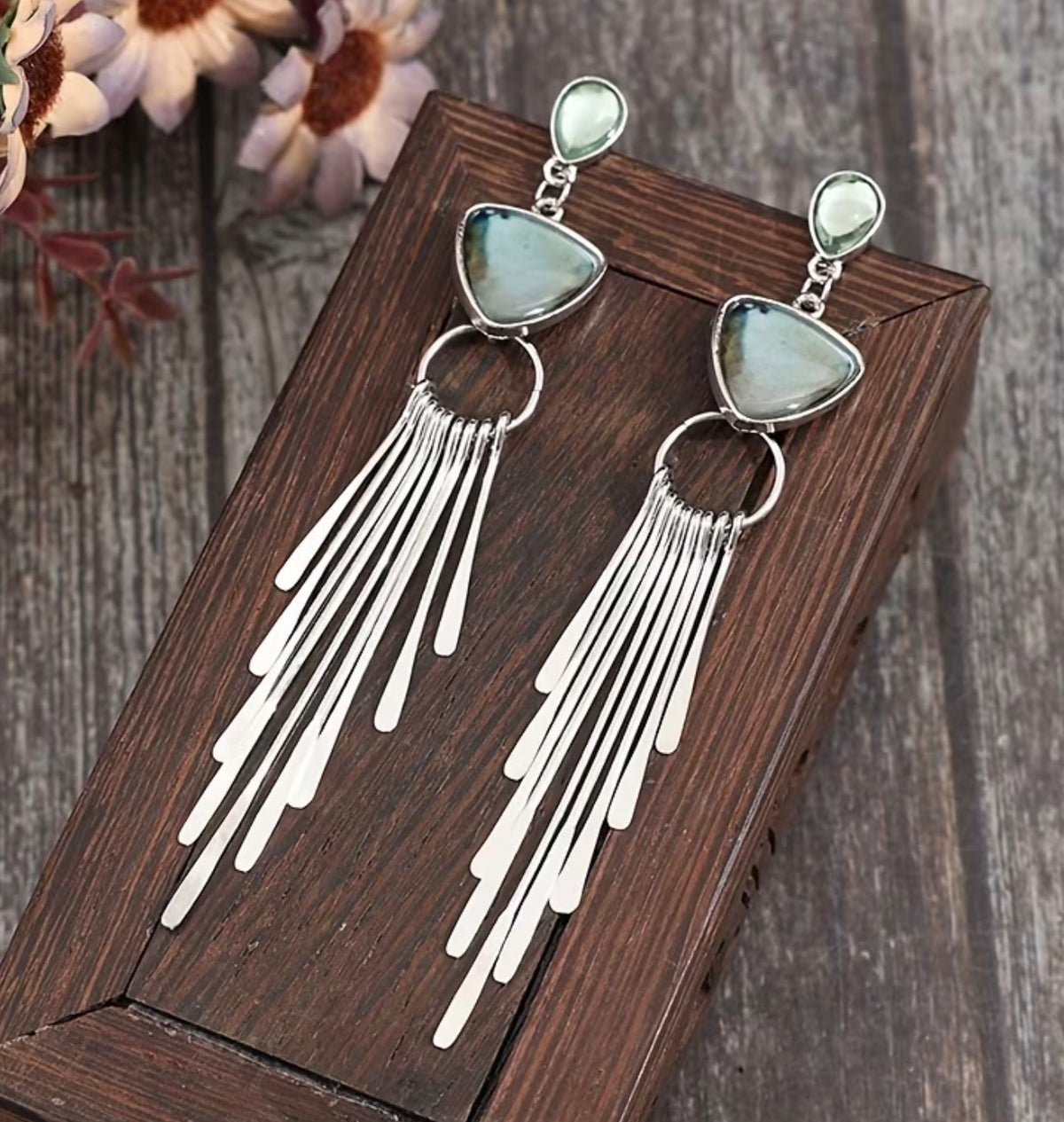 Handmade Western Silver Fringe Earrings