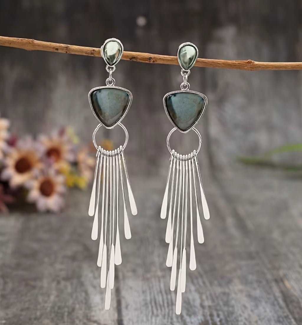 Handmade Western Silver Fringe Earrings