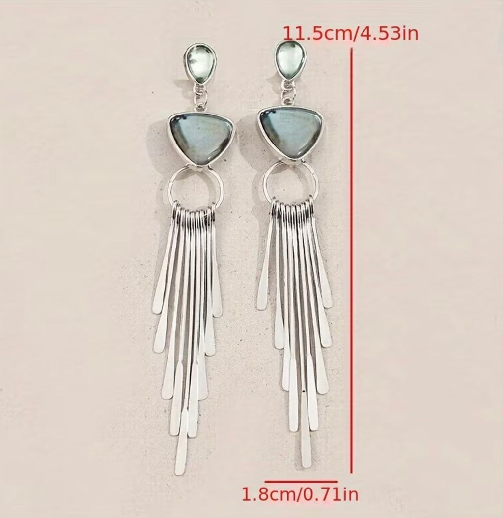 Handmade Western Silver Fringe Earrings