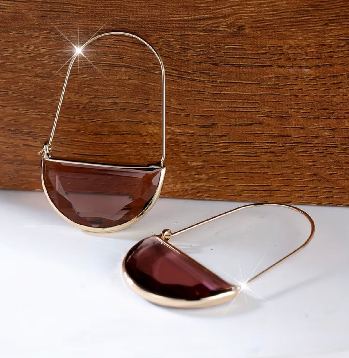 1/2 Moon Iridescent Resin Hoops