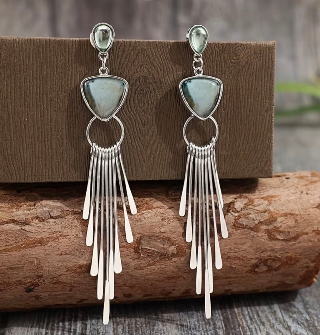 Handmade Western Silver Fringe Earrings