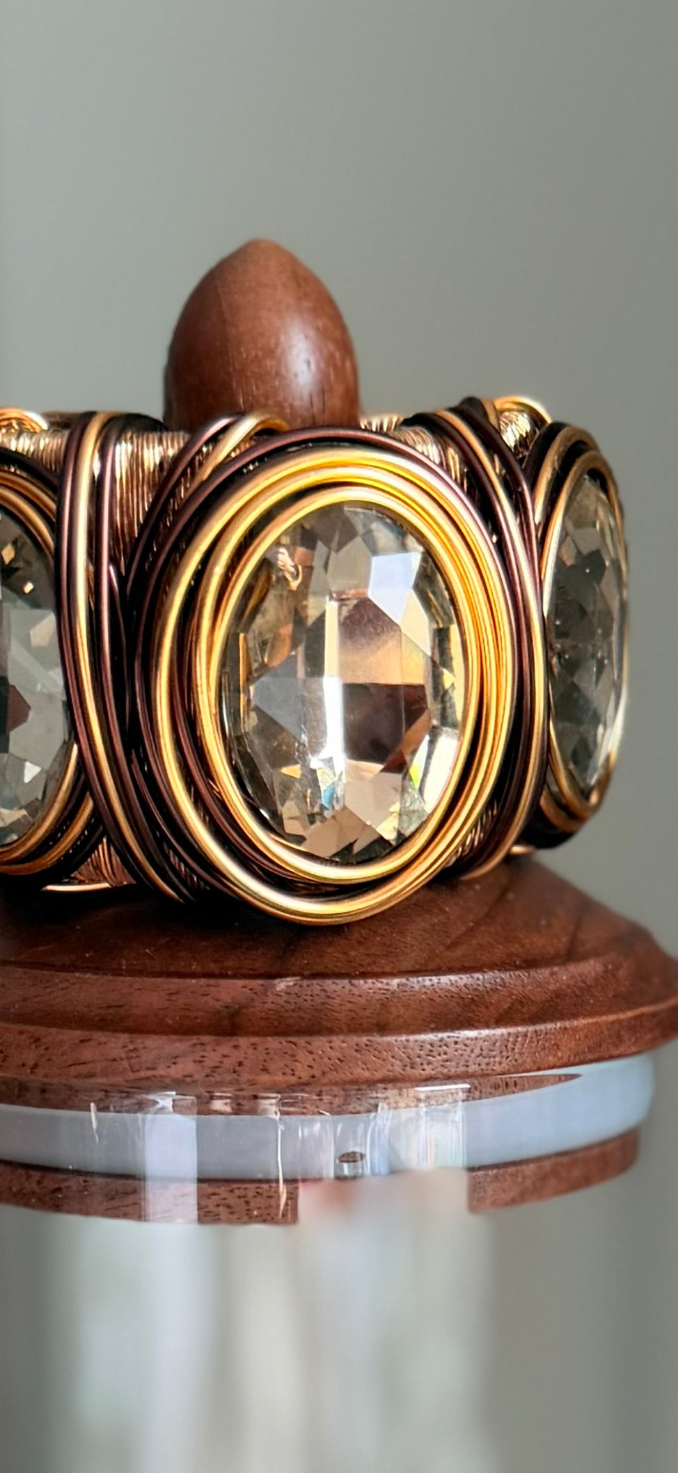 Faceted Amber Metal Cuff Bracelet