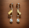 Golden Pearl Drop Earrings