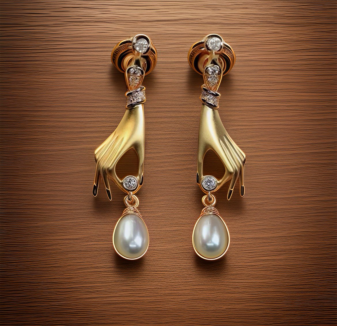 Golden Pearl Drop Earrings