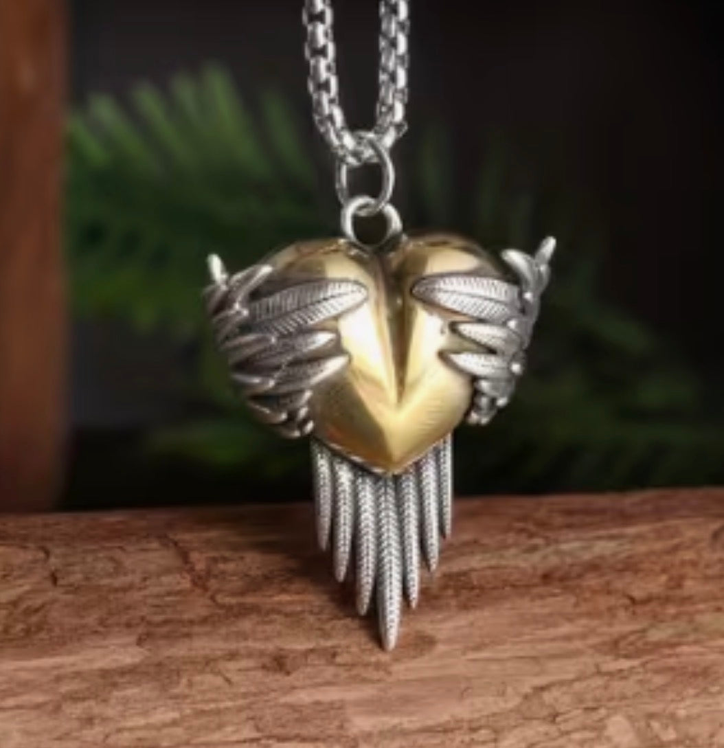 Angel Heart Neclace in Gunmetal and Gold