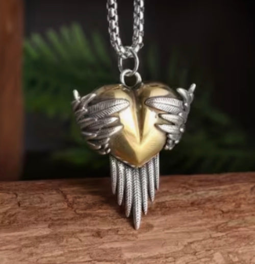 Angel Heart Neclace in Gunmetal and Gold
