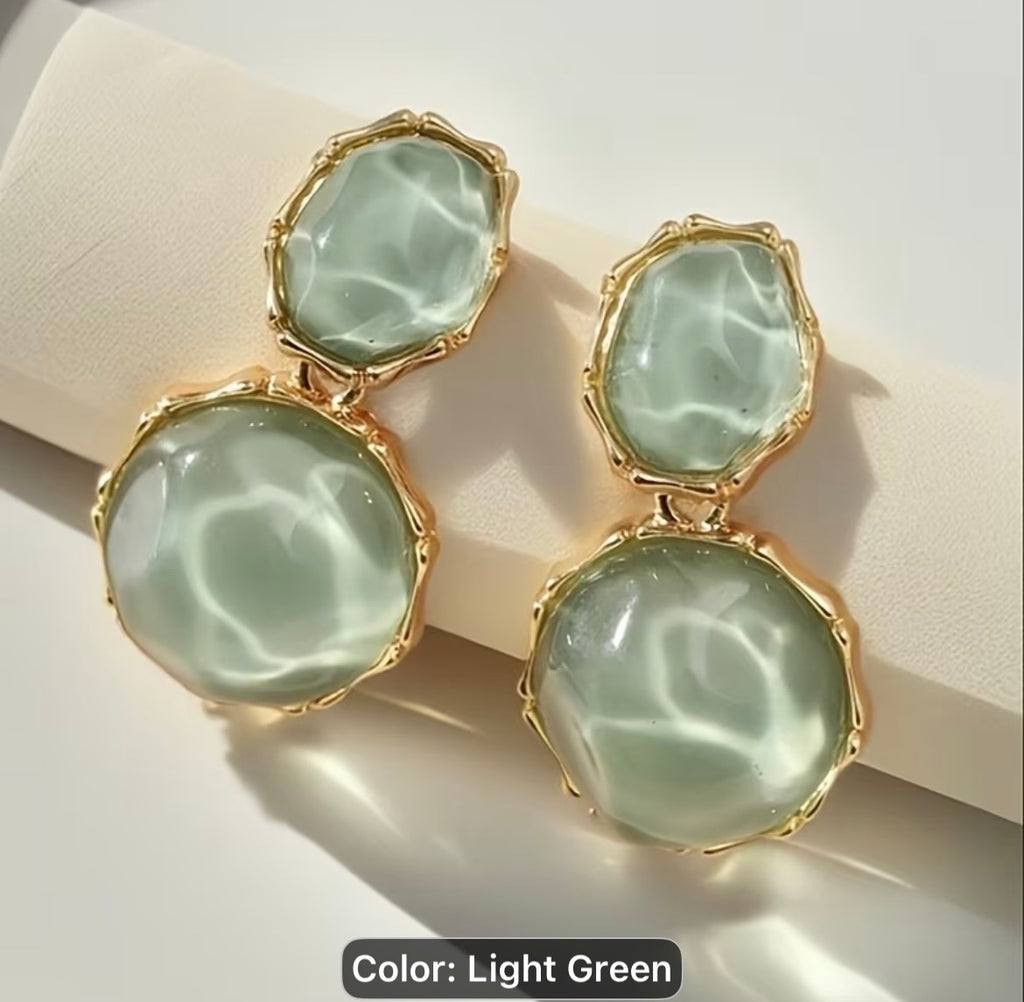 Iridescent Faceted Sea Gem Earrings