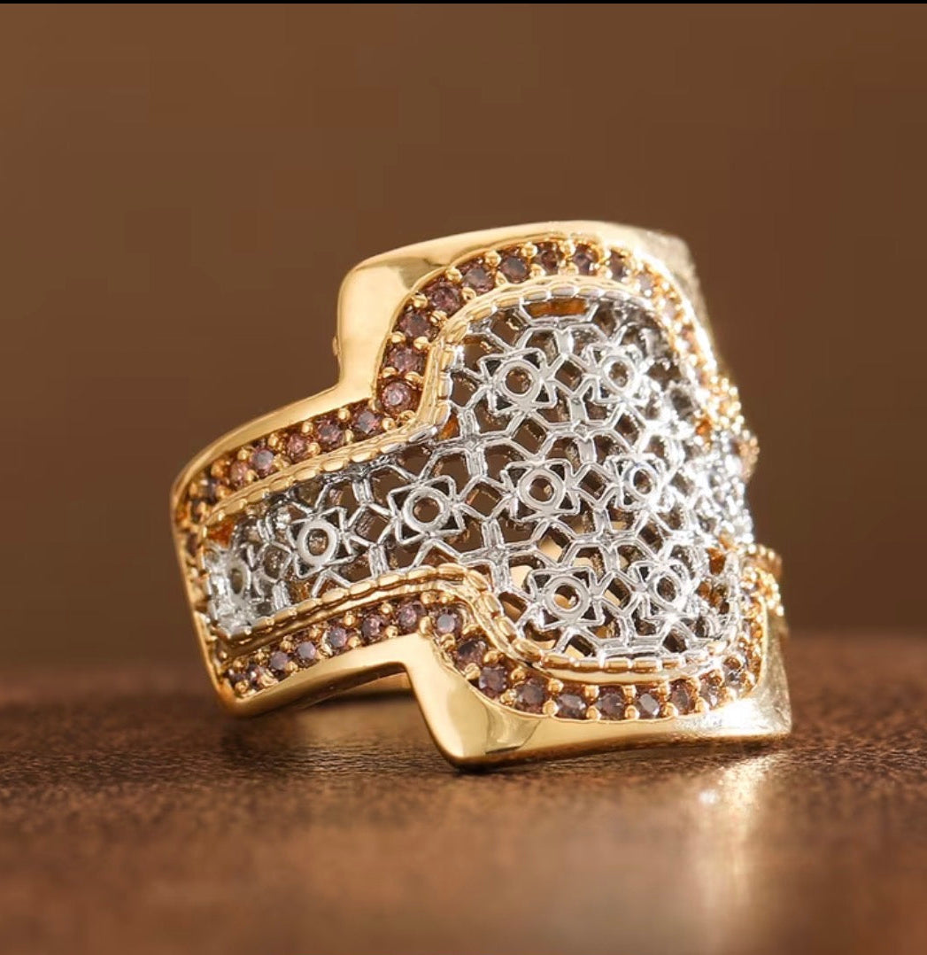 Silver & Gold Intricate Woven Ring