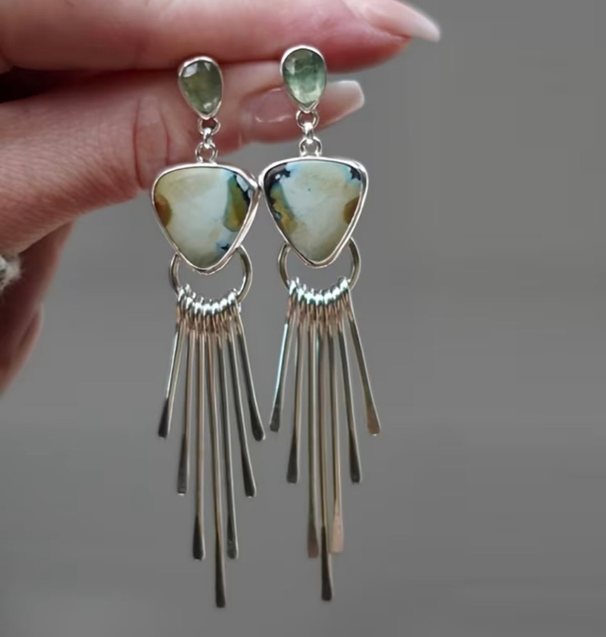 Handmade Western Silver Fringe Earrings
