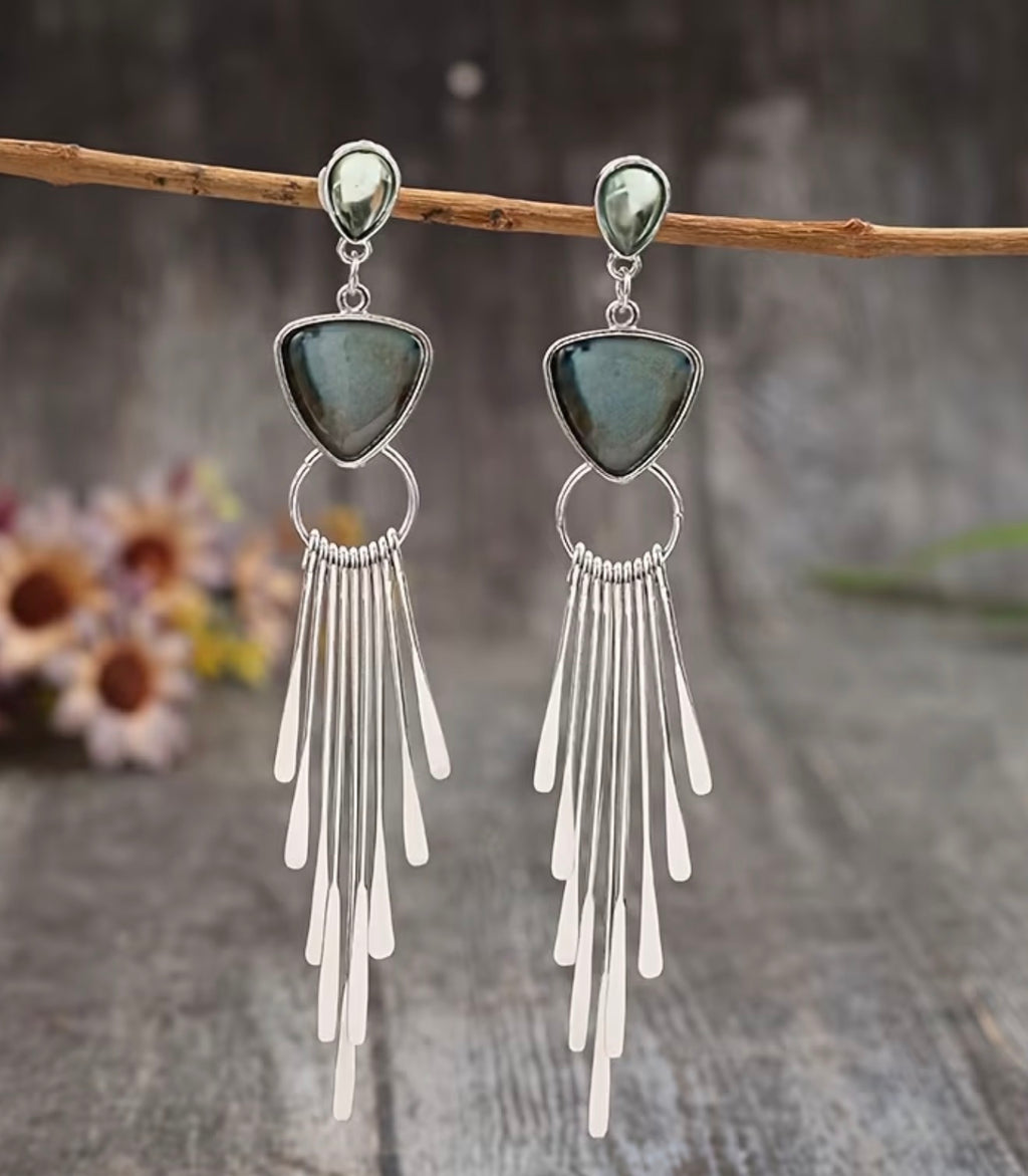 Handmade Western Silver Fringe Earrings