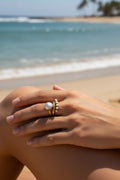 Gunmetal, Gold and Proud Pearl Ring