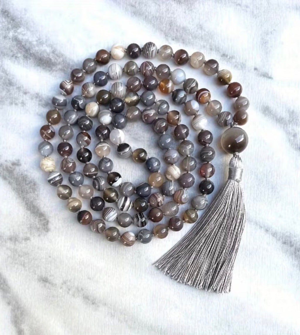 Luxury Charcoal Melange Stone Beads for Meditation & Adventure