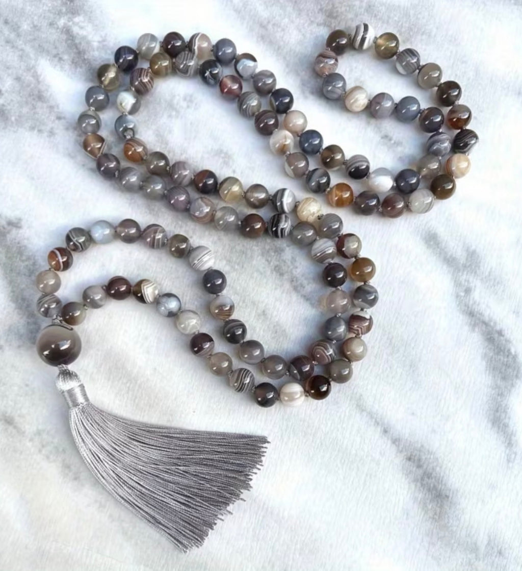 Luxury Charcoal Melange Stone Beads for Meditation & Adventure