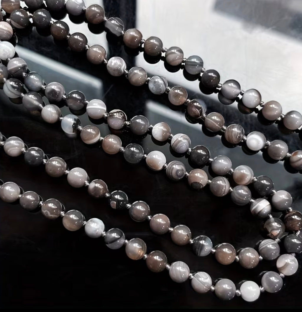 Luxury Charcoal Melange Stone Beads for Meditation & Adventure
