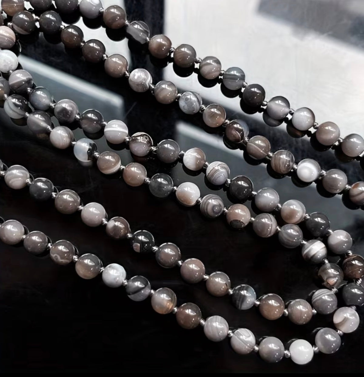 Luxury Charcoal Melange Stone Beads for Meditation & Adventure