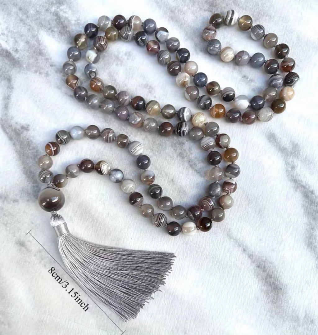 Luxury Charcoal Melange Stone Beads for Meditation & Adventure