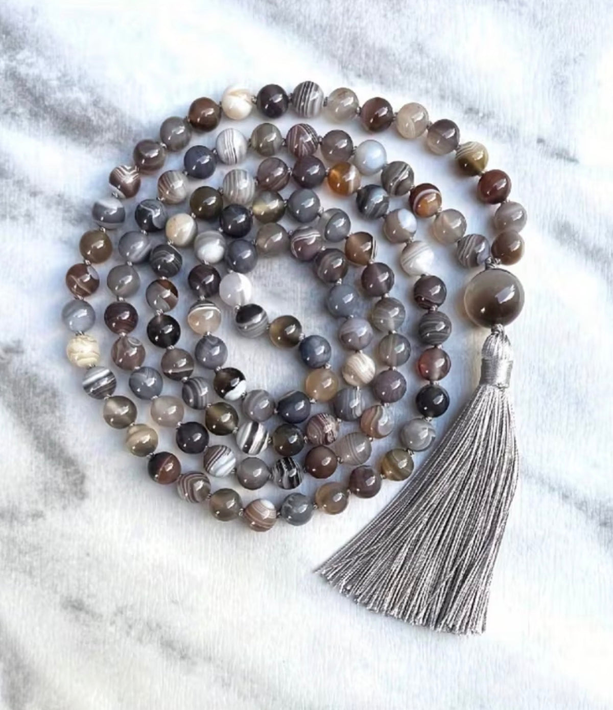 Luxury Charcoal Melange Stone Beads for Meditation & Adventure