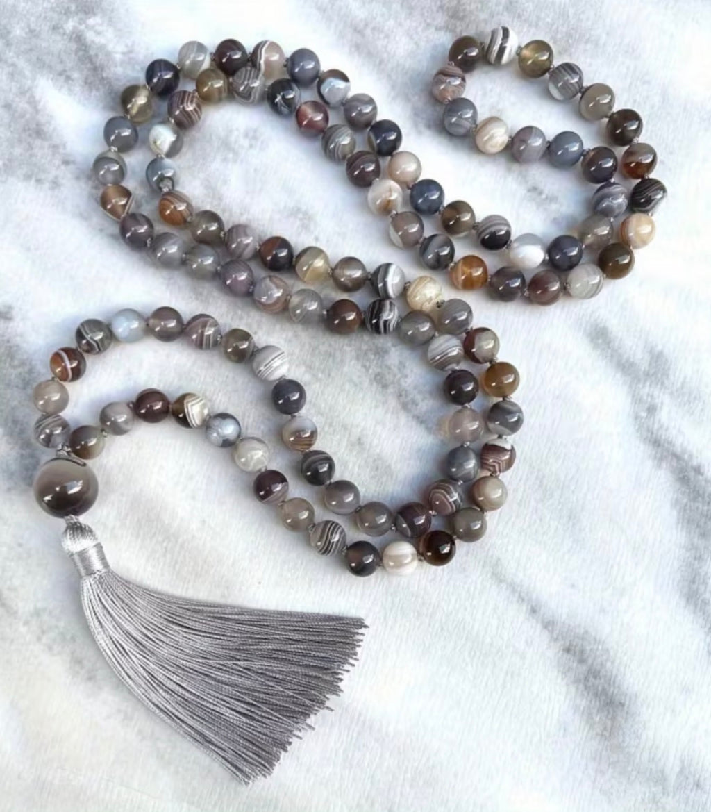 Luxury Charcoal Melange Stone Beads for Meditation & Adventure