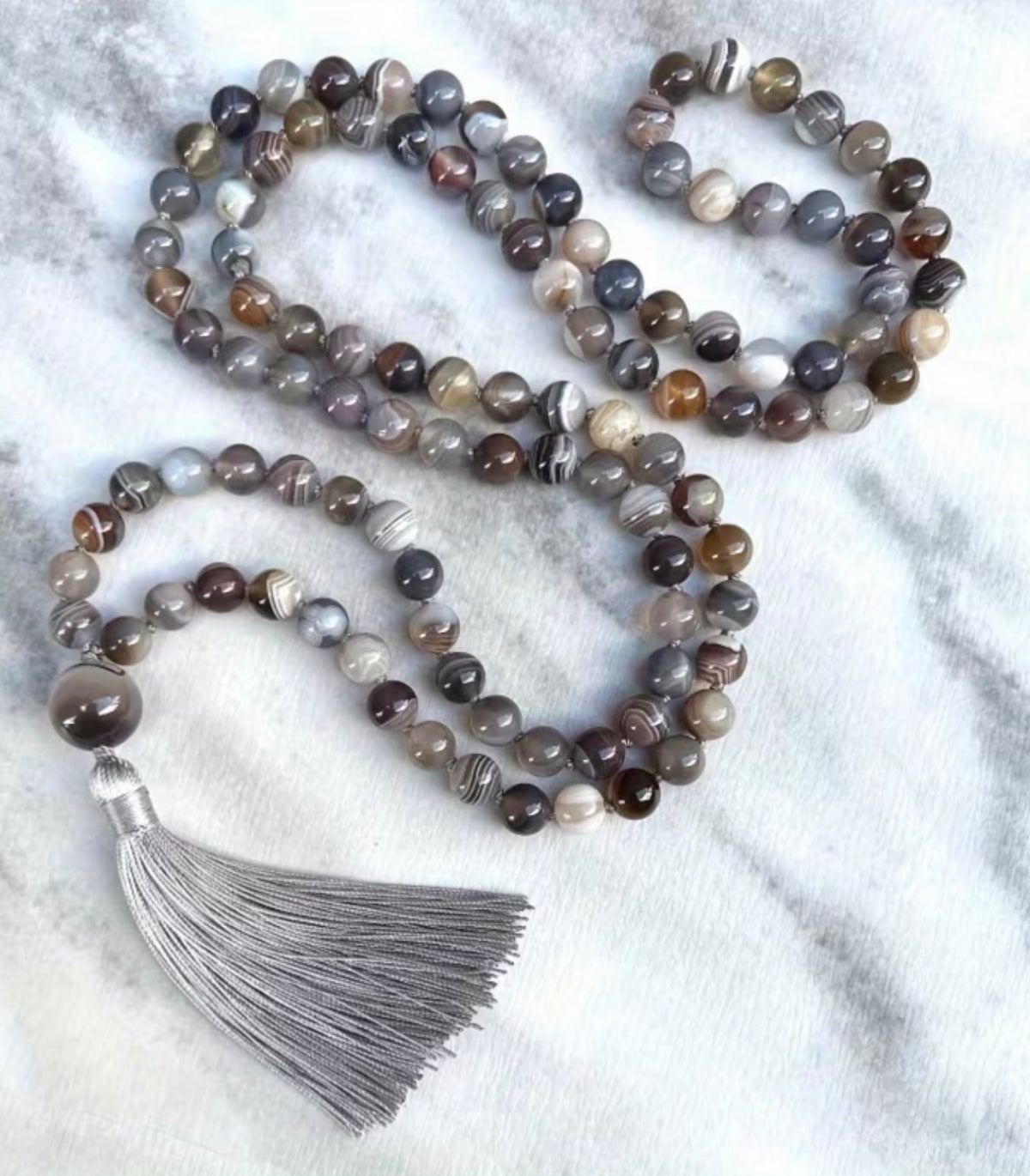 Luxury Charcoal Melange Stone Beads for Meditation & Adventure