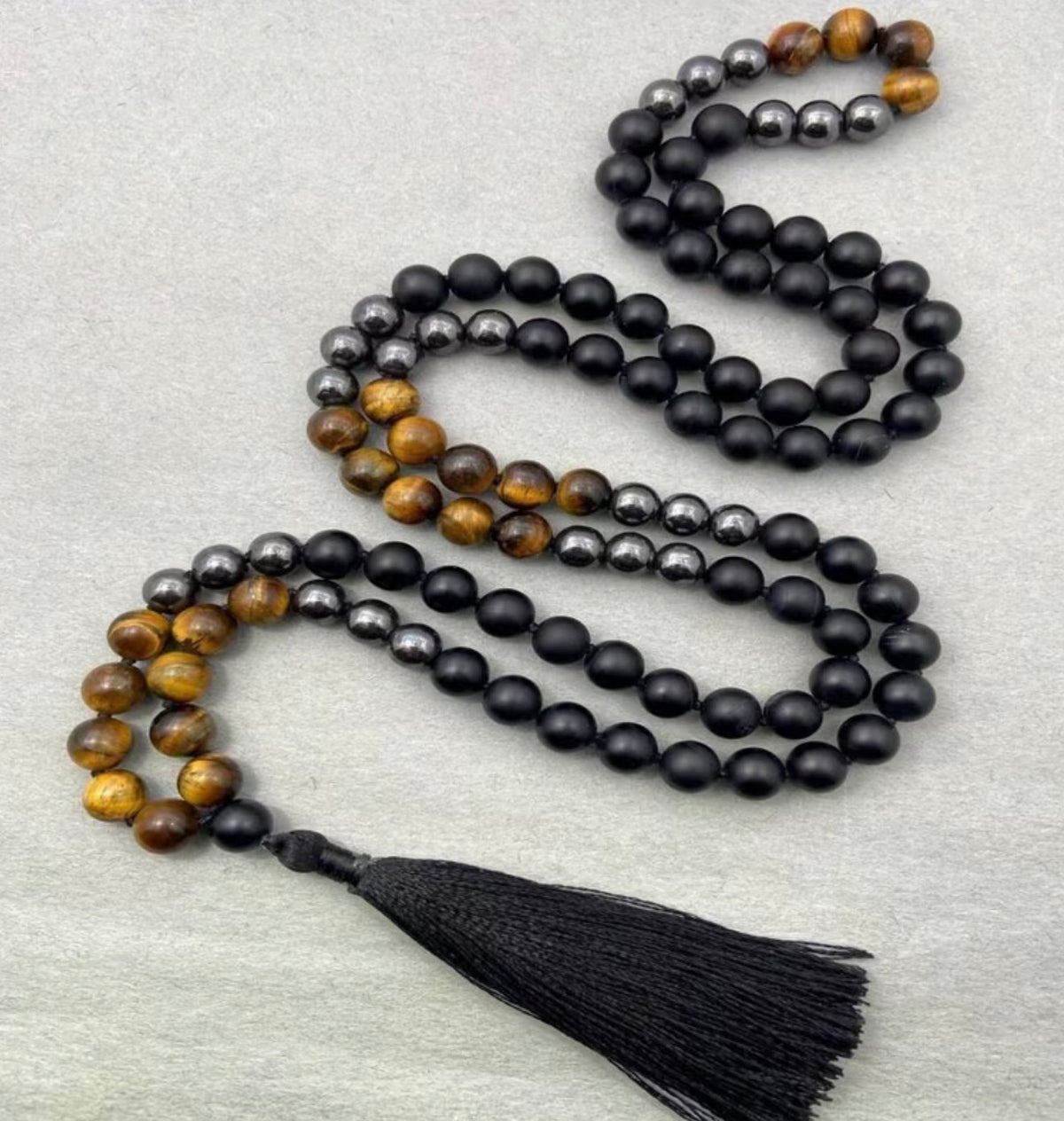 Luxury Charcoal Melange Stone Beads for Meditation & Adventure