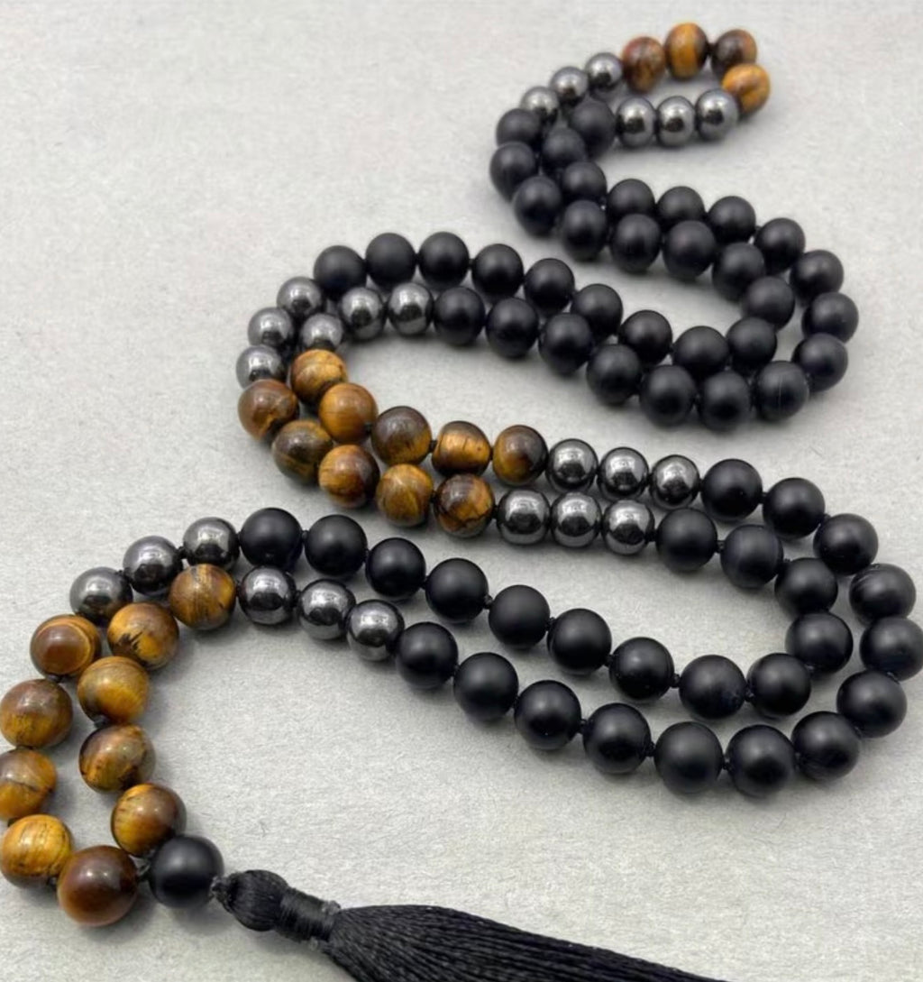 Luxury Charcoal Melange Stone Beads for Meditation & Adventure