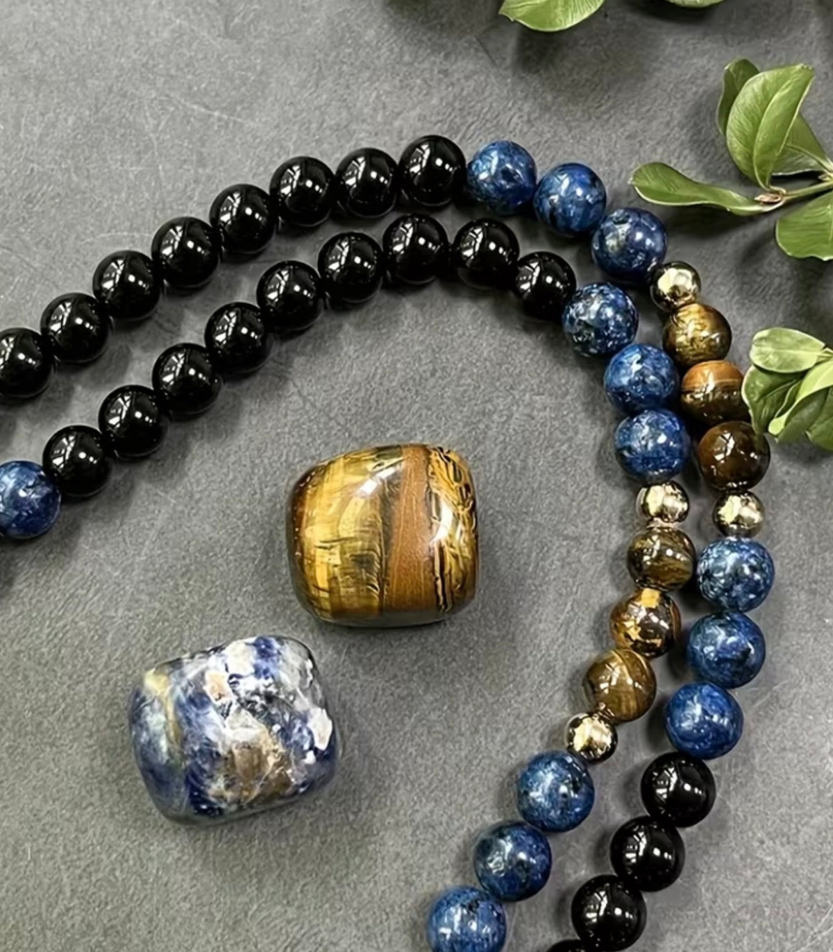 Handmade 108 Stone Beaded Mala Necklace with Silk Tassle